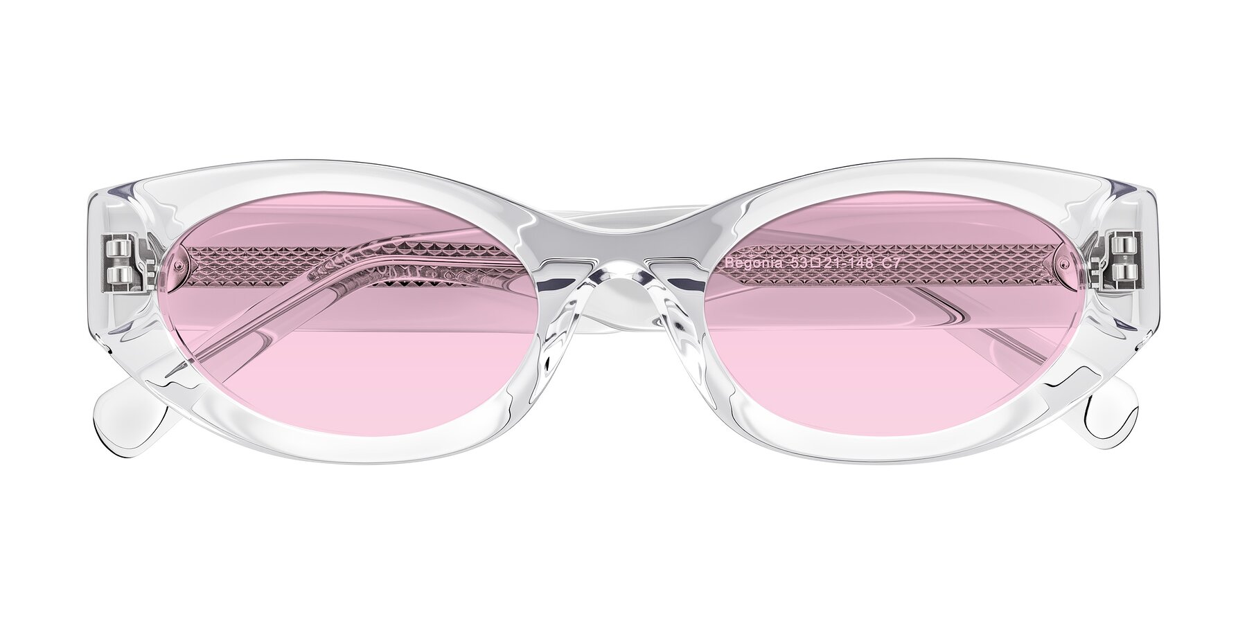 Folded Front of Begonia in Clear with Light Pink Tinted Lenses