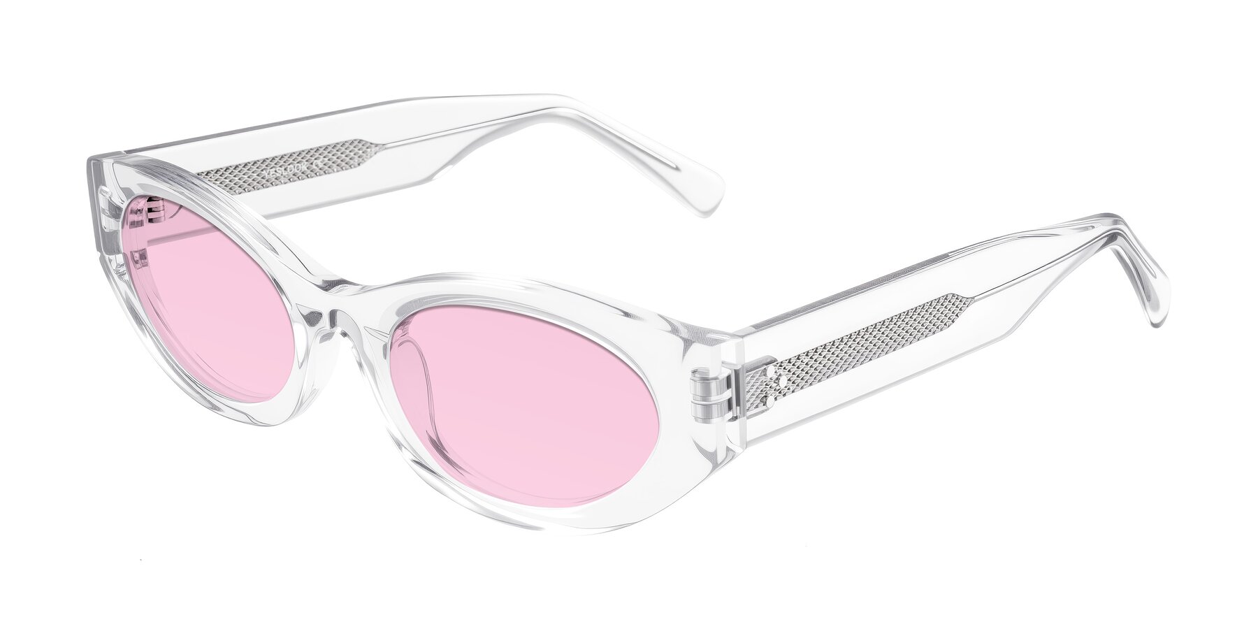 Angle of Begonia in Clear with Light Pink Tinted Lenses