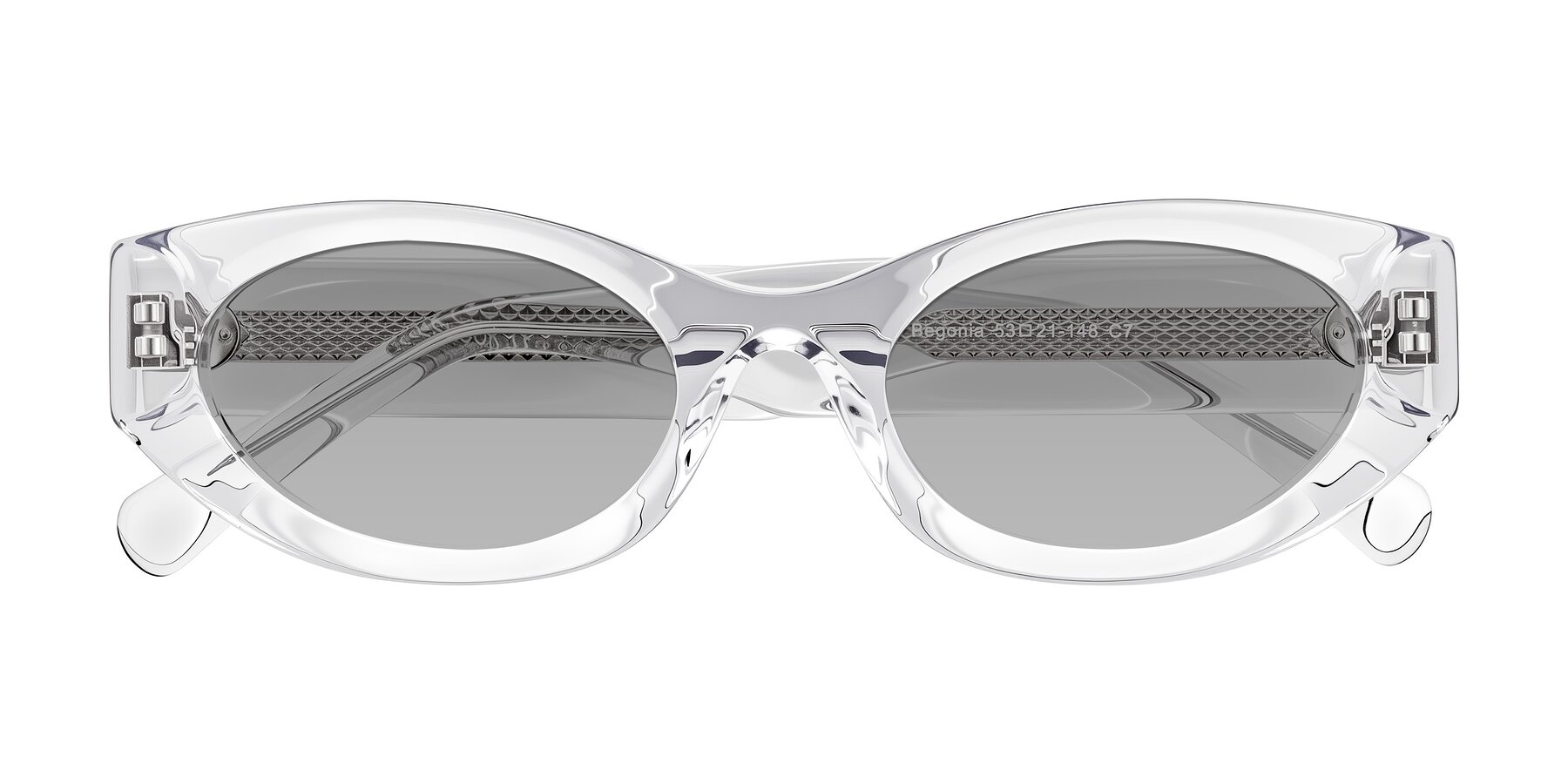 Folded Front of Begonia in Clear with Light Gray Tinted Lenses