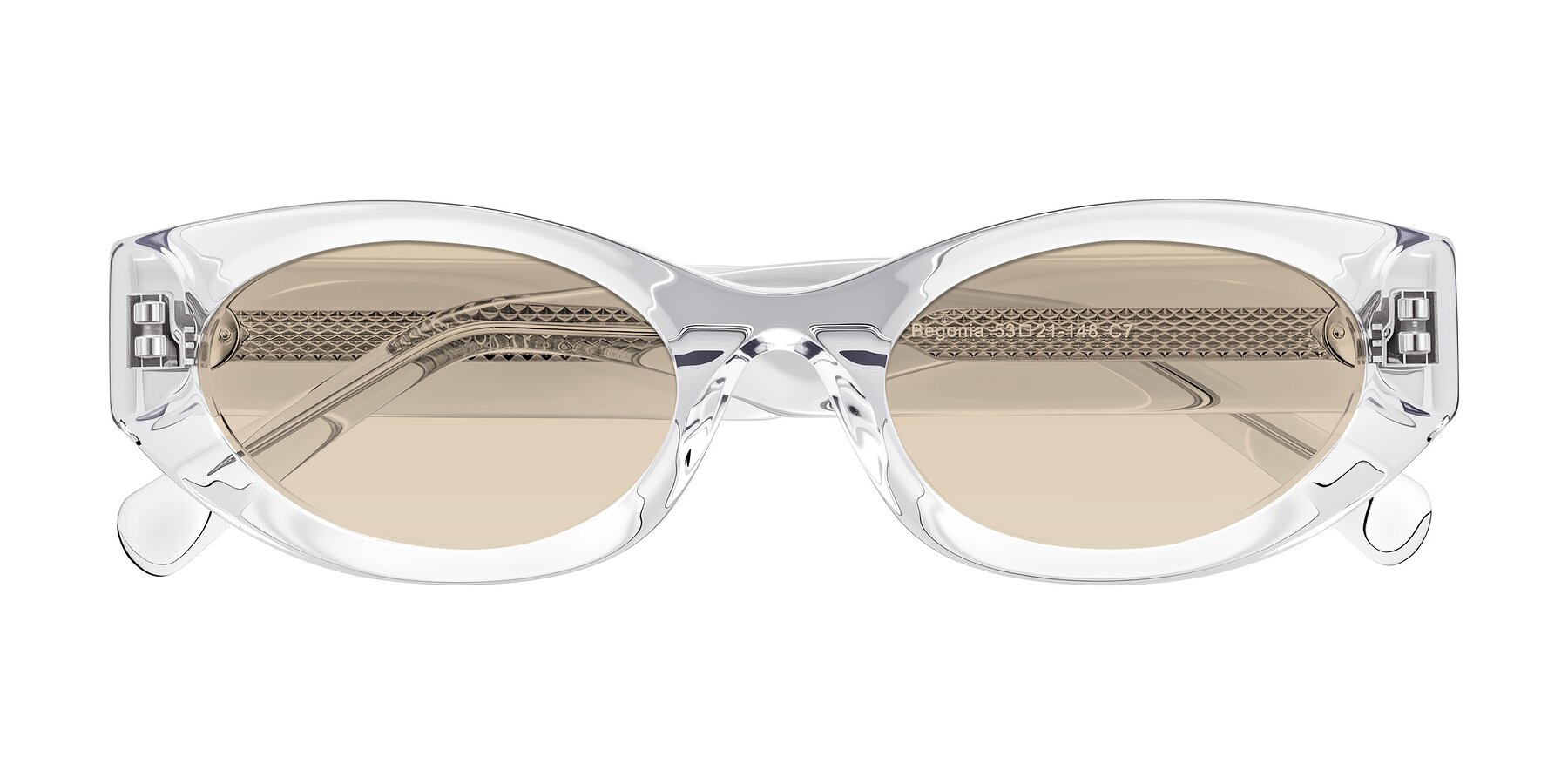 Folded Front of Begonia in Clear with Light Brown Tinted Lenses