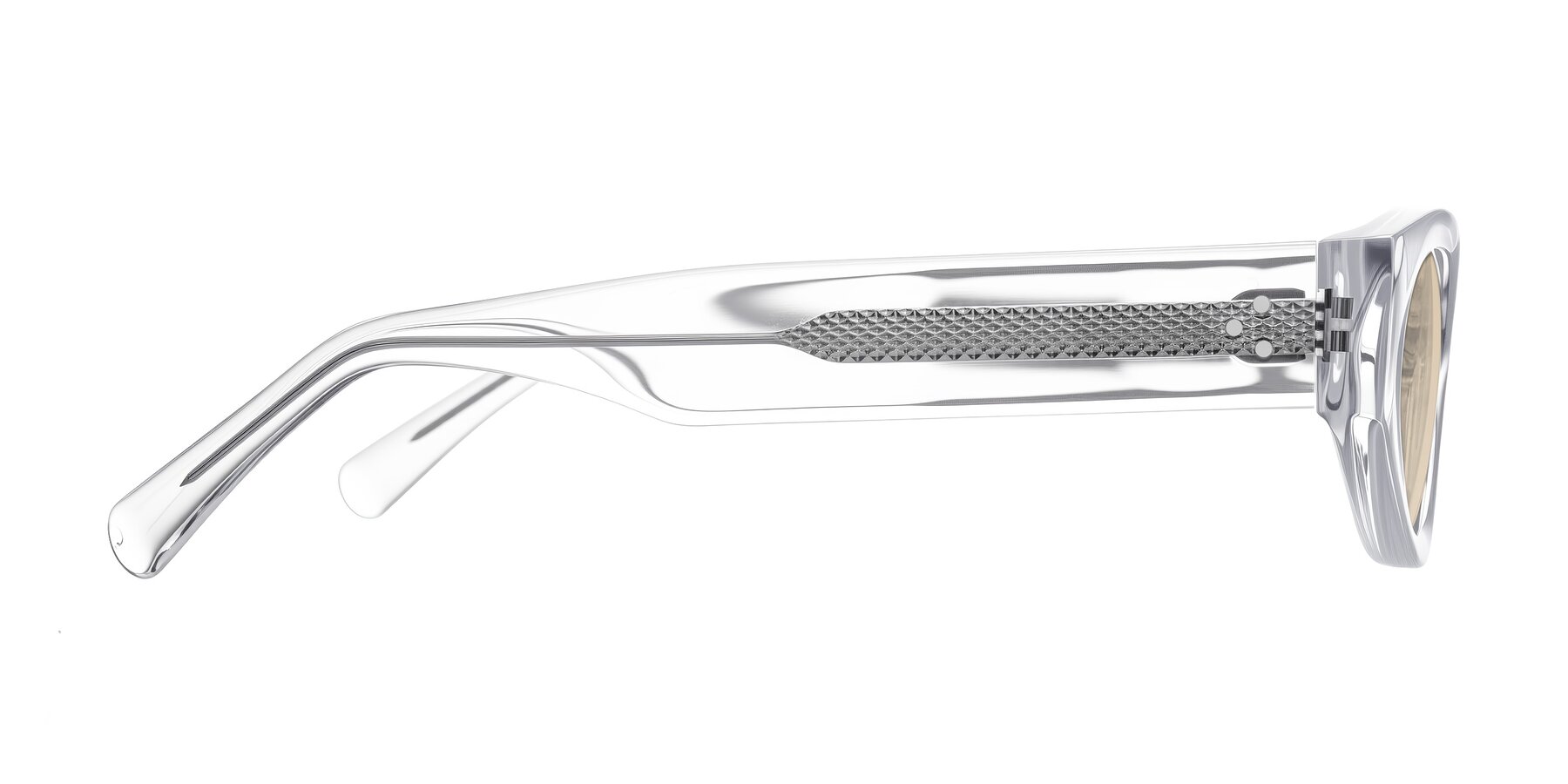 Side of Begonia in Clear with Light Brown Tinted Lenses