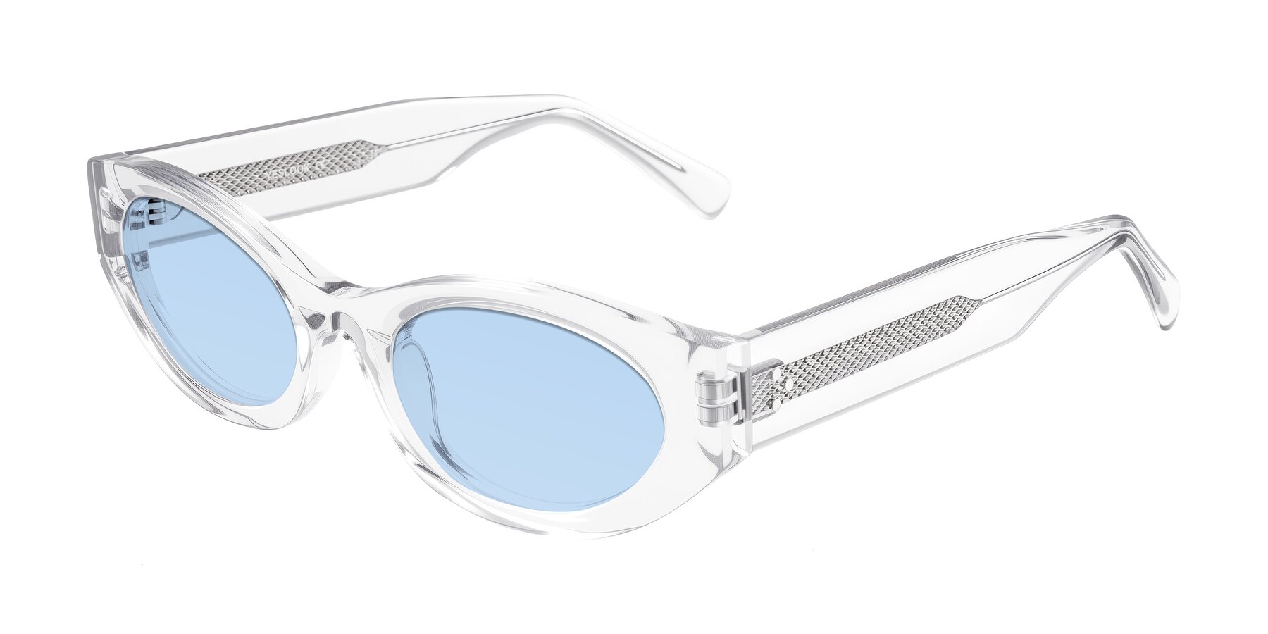 Angle of Begonia in Clear with Light Blue Tinted Lenses