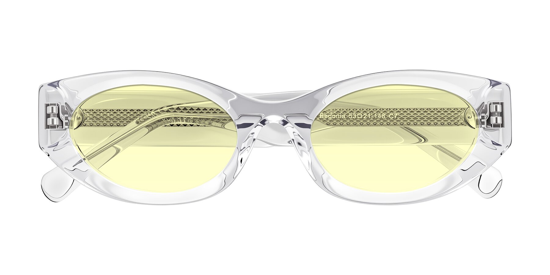 Folded Front of Begonia in Clear with Light Yellow Tinted Lenses