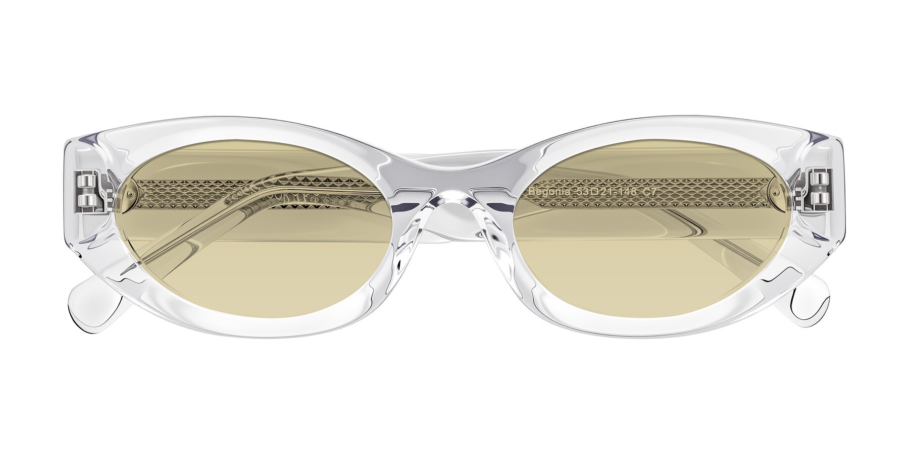 Folded Front of Begonia in Clear with Light Champagne Tinted Lenses