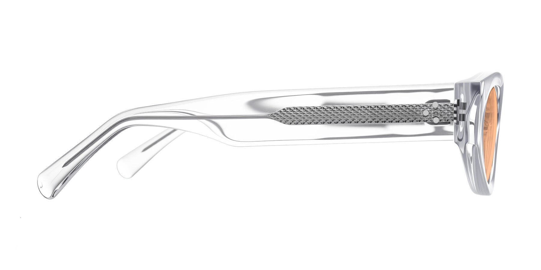 Side of Begonia in Clear with Light Orange Tinted Lenses