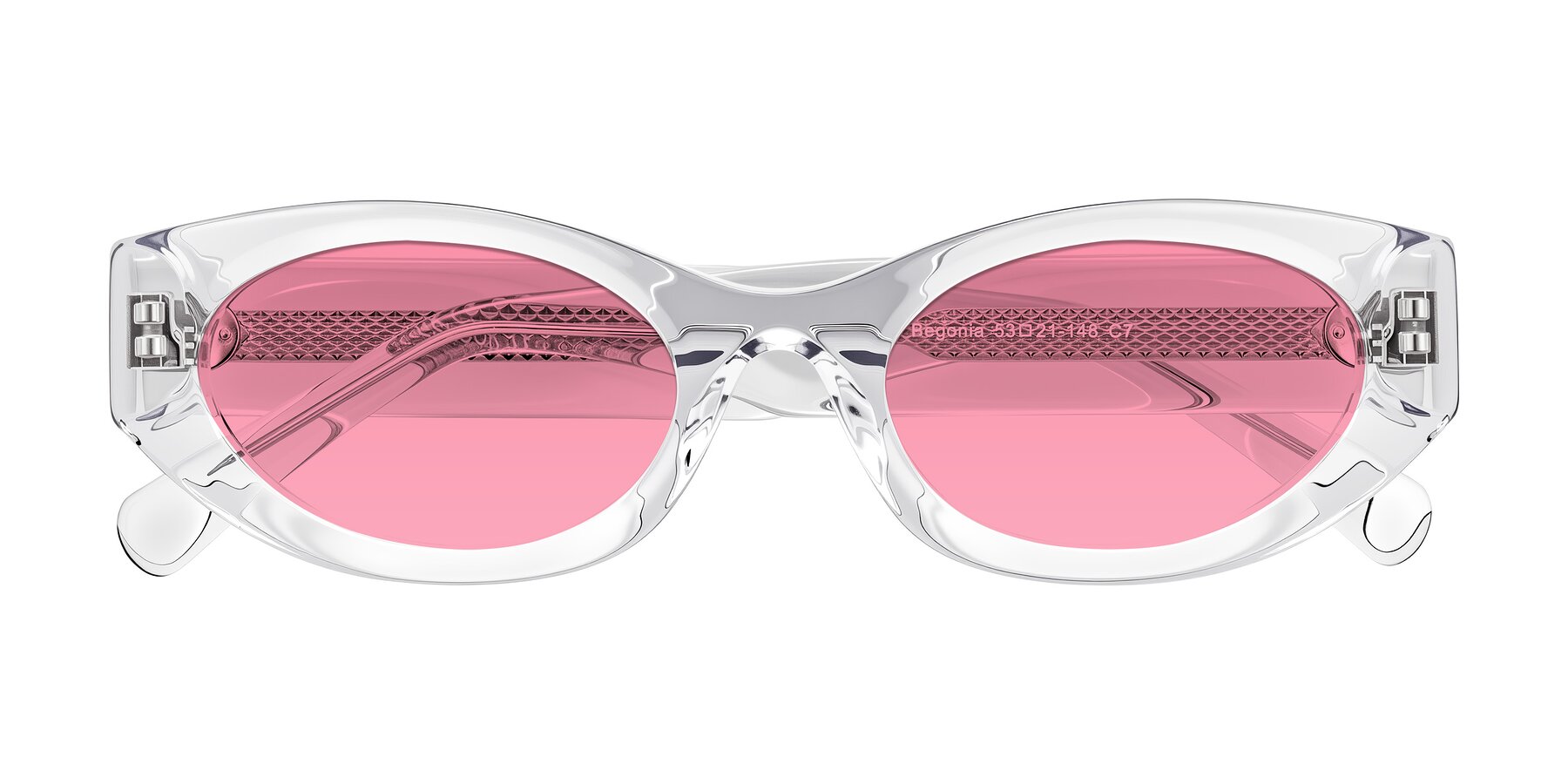 Folded Front of Begonia in Clear with Pink Tinted Lenses