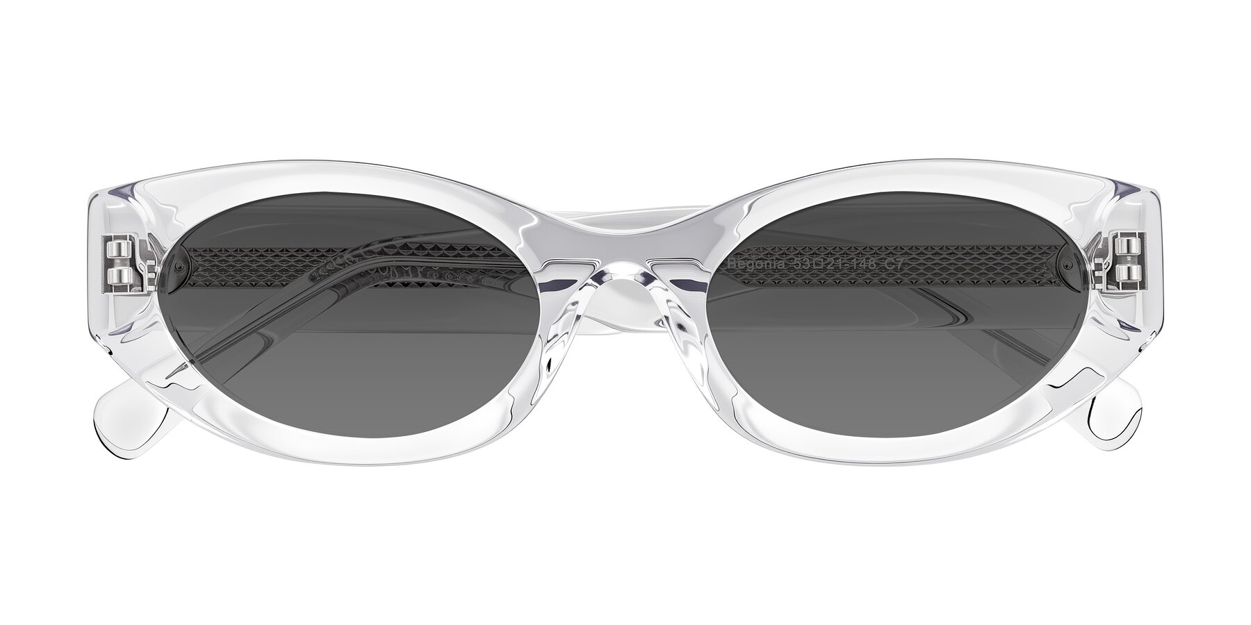 Folded Front of Begonia in Clear with Medium Gray Tinted Lenses