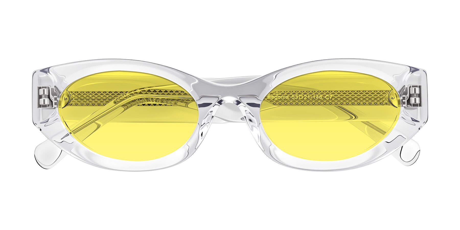 Folded Front of Begonia in Clear with Medium Yellow Tinted Lenses