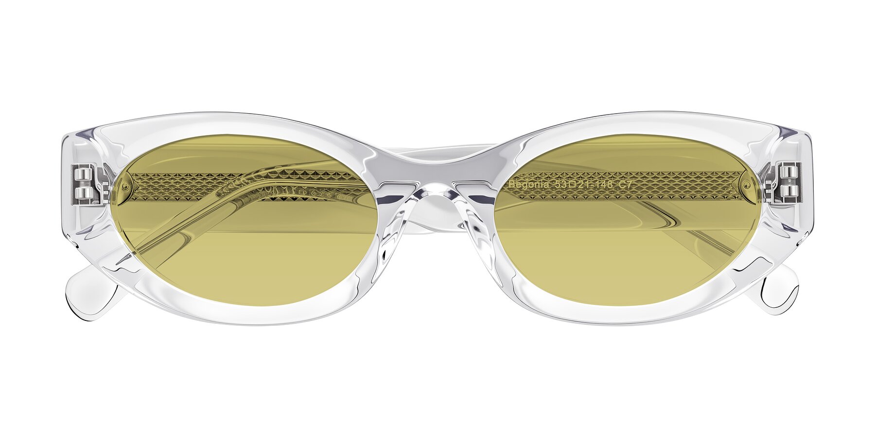 Folded Front of Begonia in Clear with Medium Champagne Tinted Lenses