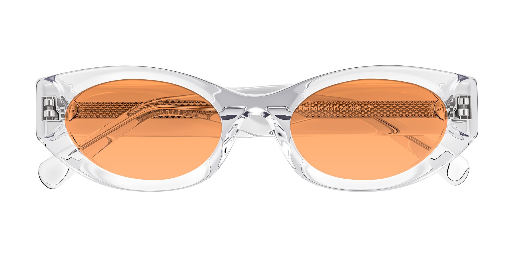 Folded Front of Begonia in Clear with Medium Orange Tinted Lenses