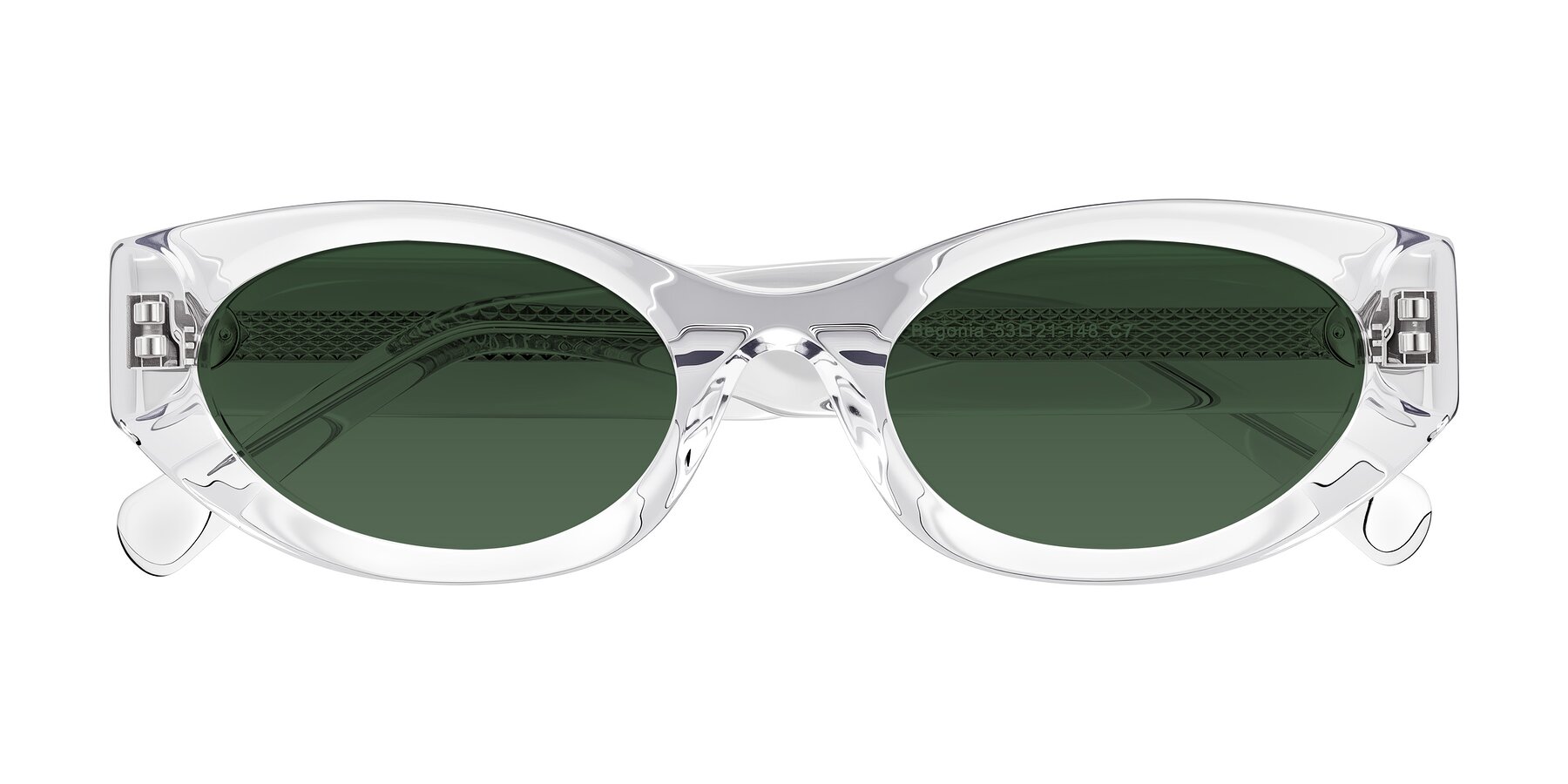 Folded Front of Begonia in Clear with Green Tinted Lenses