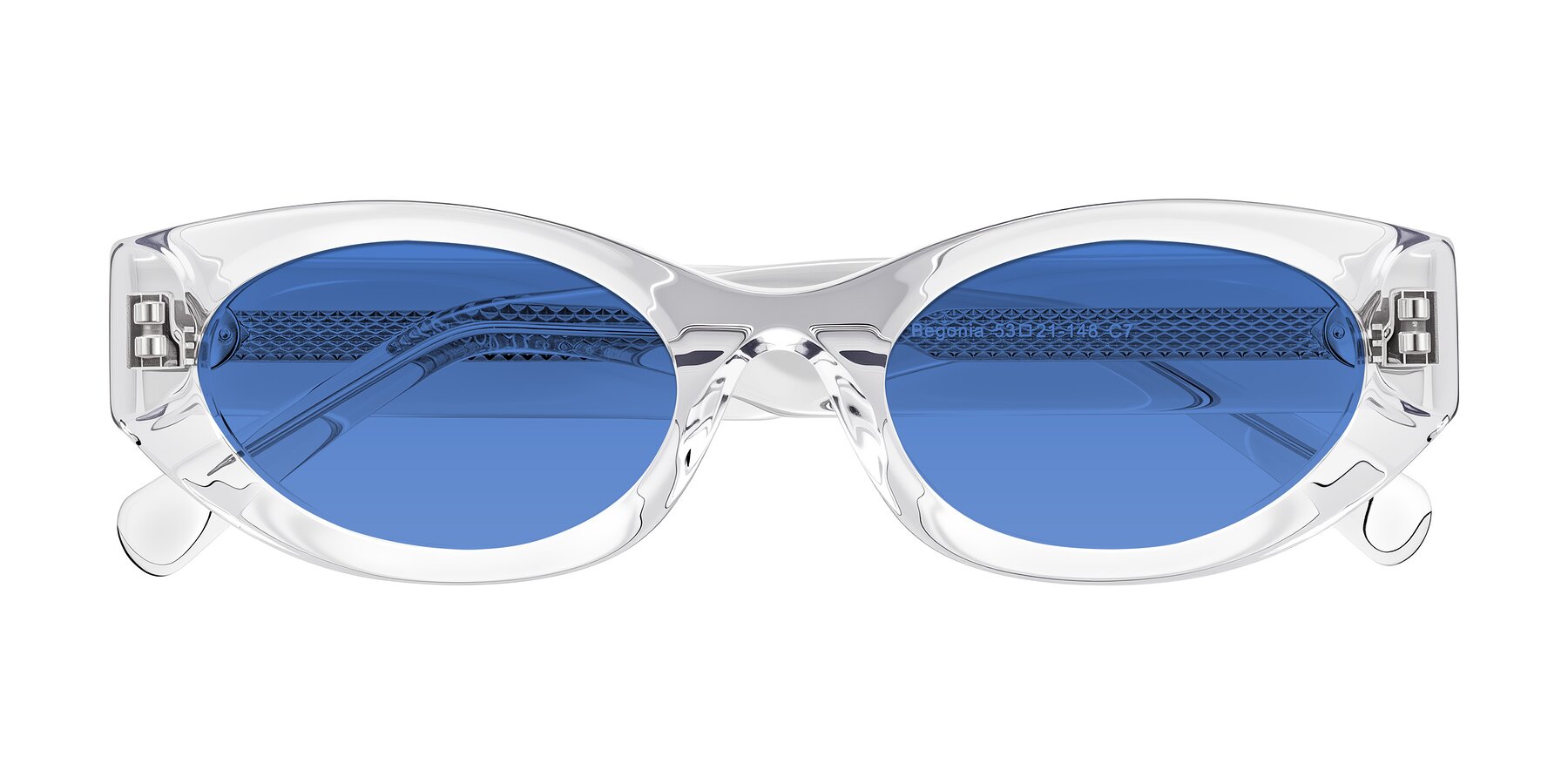 Folded Front of Begonia in Clear with Blue Tinted Lenses