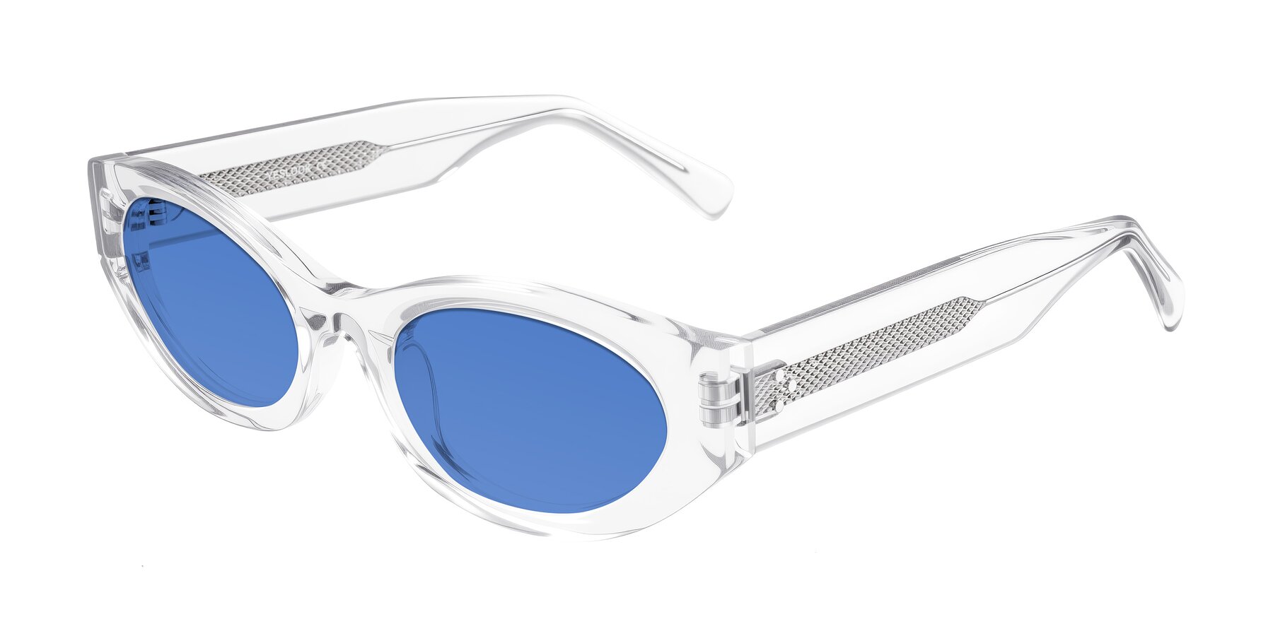 Angle of Begonia in Clear with Blue Tinted Lenses