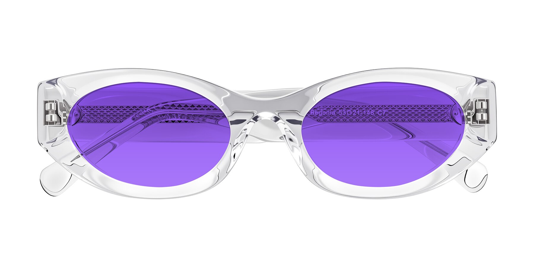 Folded Front of Begonia in Clear with Purple Tinted Lenses