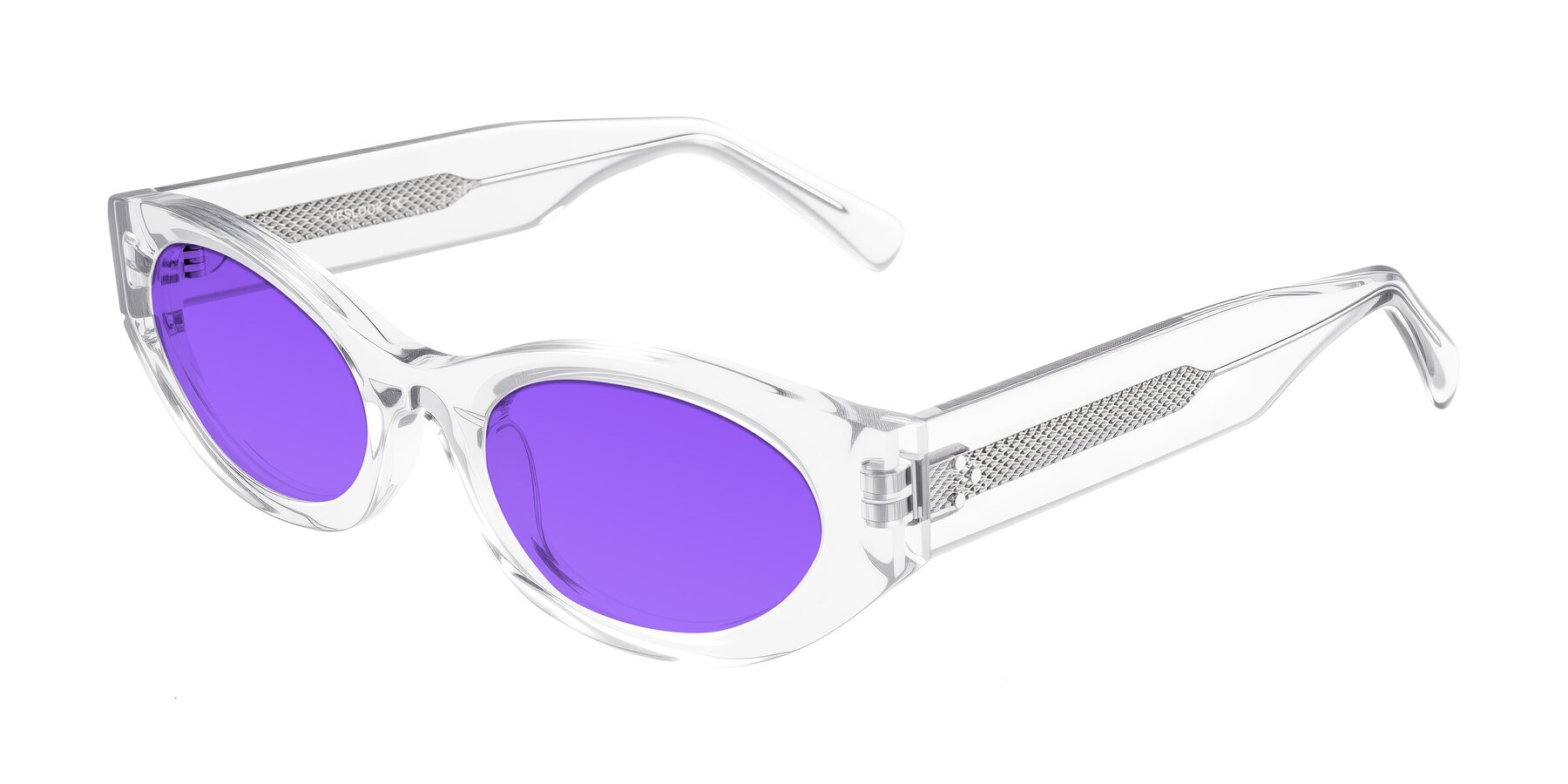 Angle of Begonia in Clear with Purple Tinted Lenses