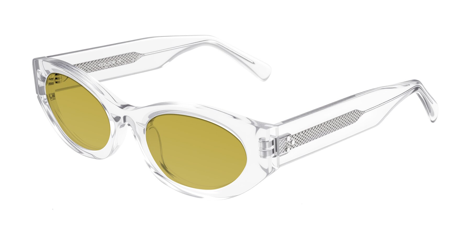 Angle of Begonia in Clear with Champagne Tinted Lenses