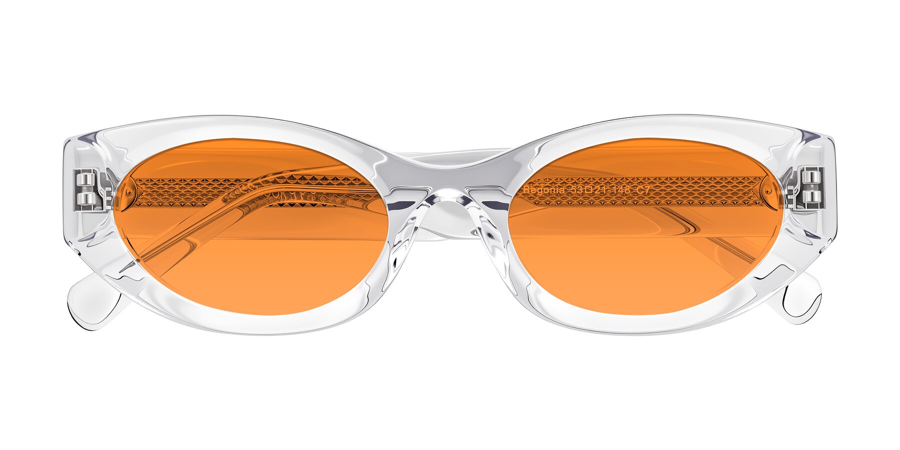 Folded Front of Begonia in Clear with Orange Tinted Lenses