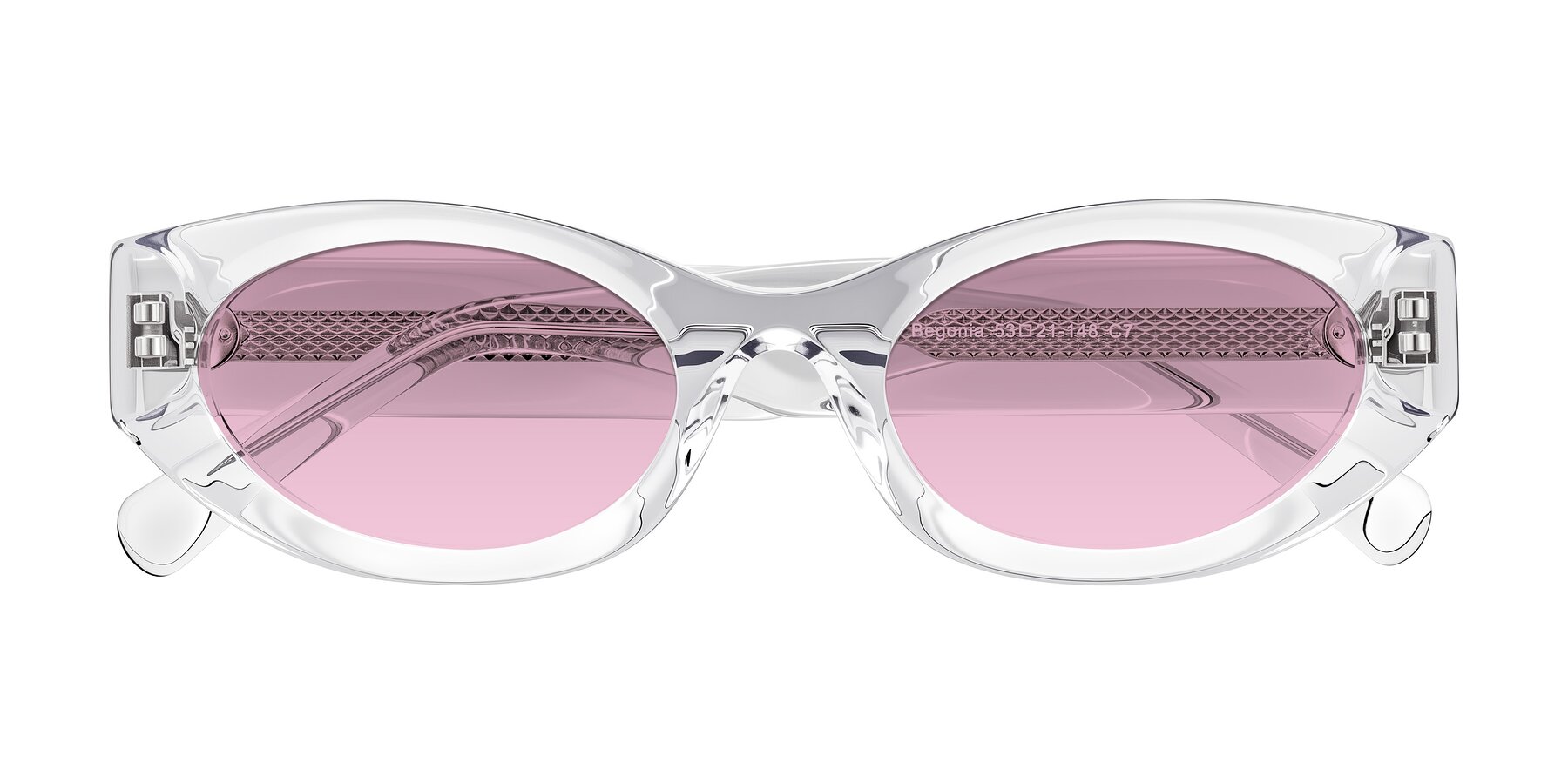 Folded Front of Begonia in Clear with Light Wine Tinted Lenses