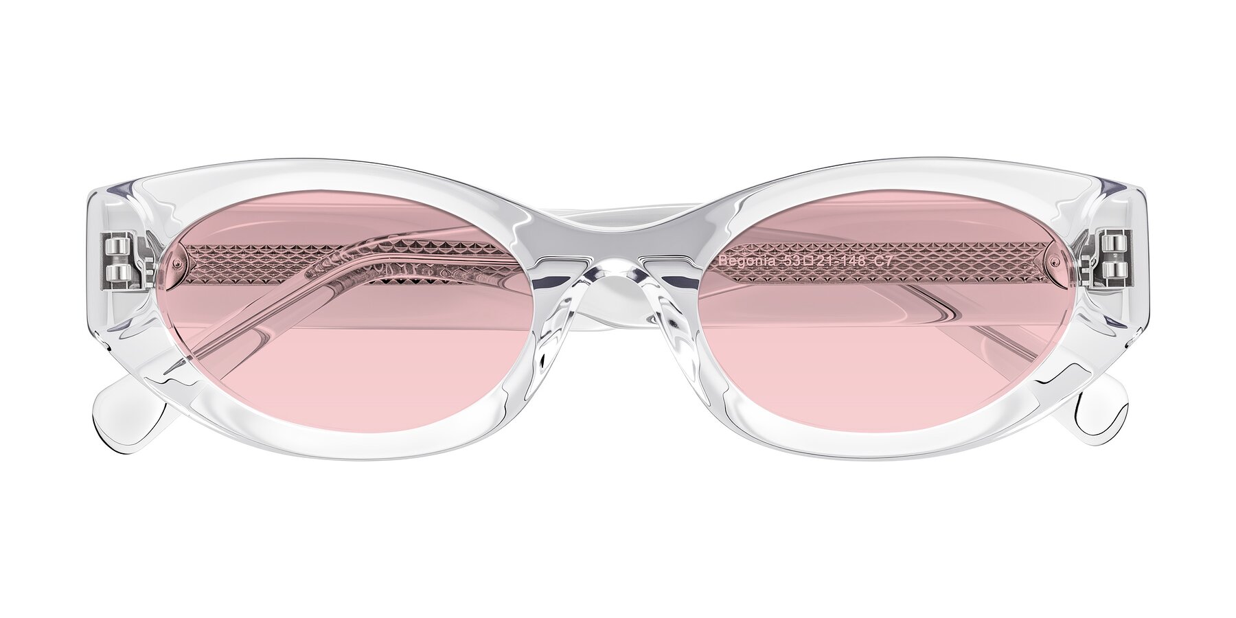 Folded Front of Begonia in Clear with Light Garnet Tinted Lenses