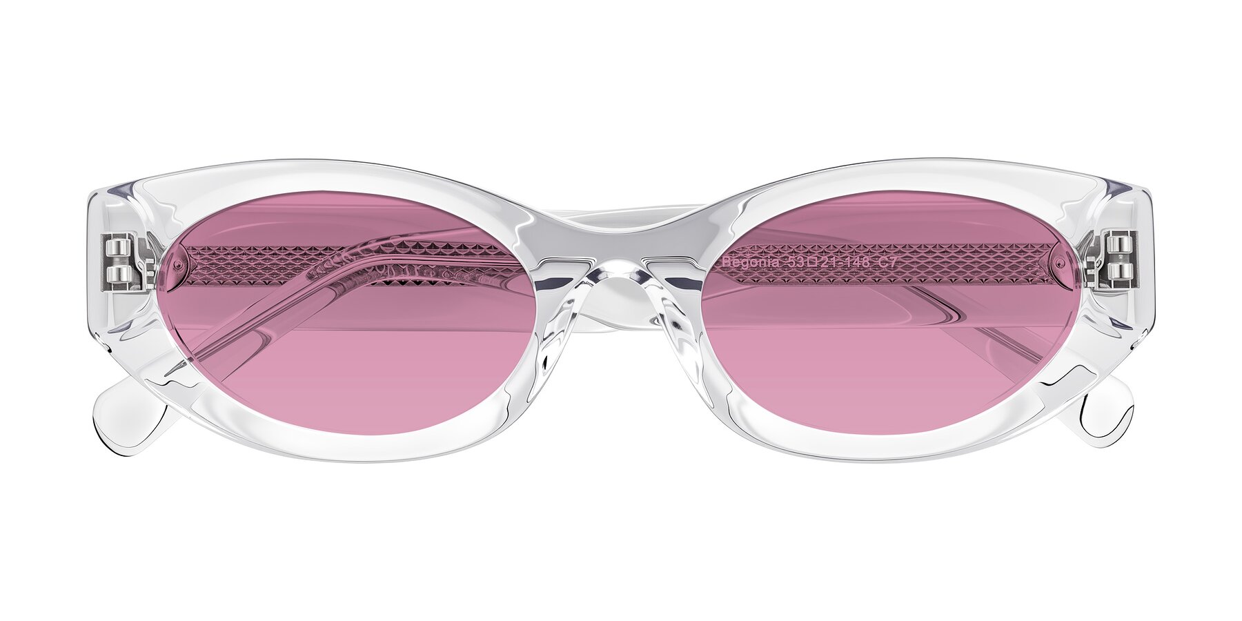 Folded Front of Begonia in Clear with Medium Wine Tinted Lenses