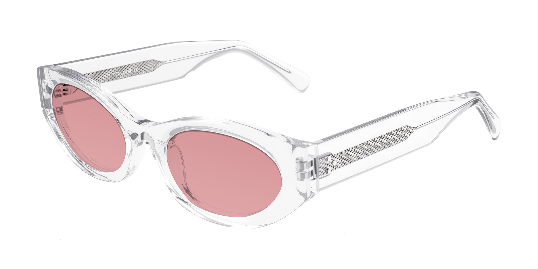 Angle of Begonia in Clear with Medium Garnet Tinted Lenses