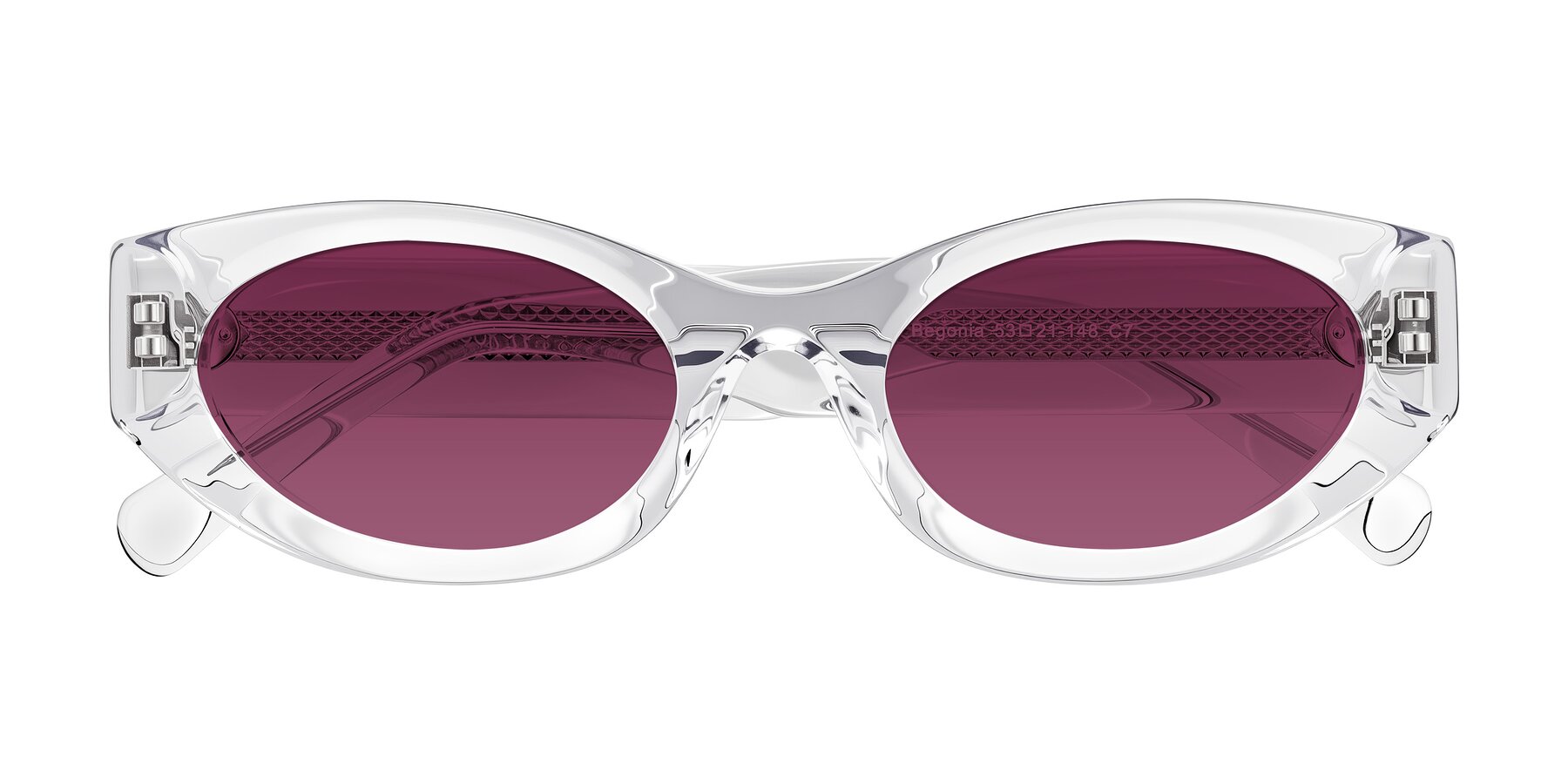 Folded Front of Begonia in Clear with Wine Tinted Lenses