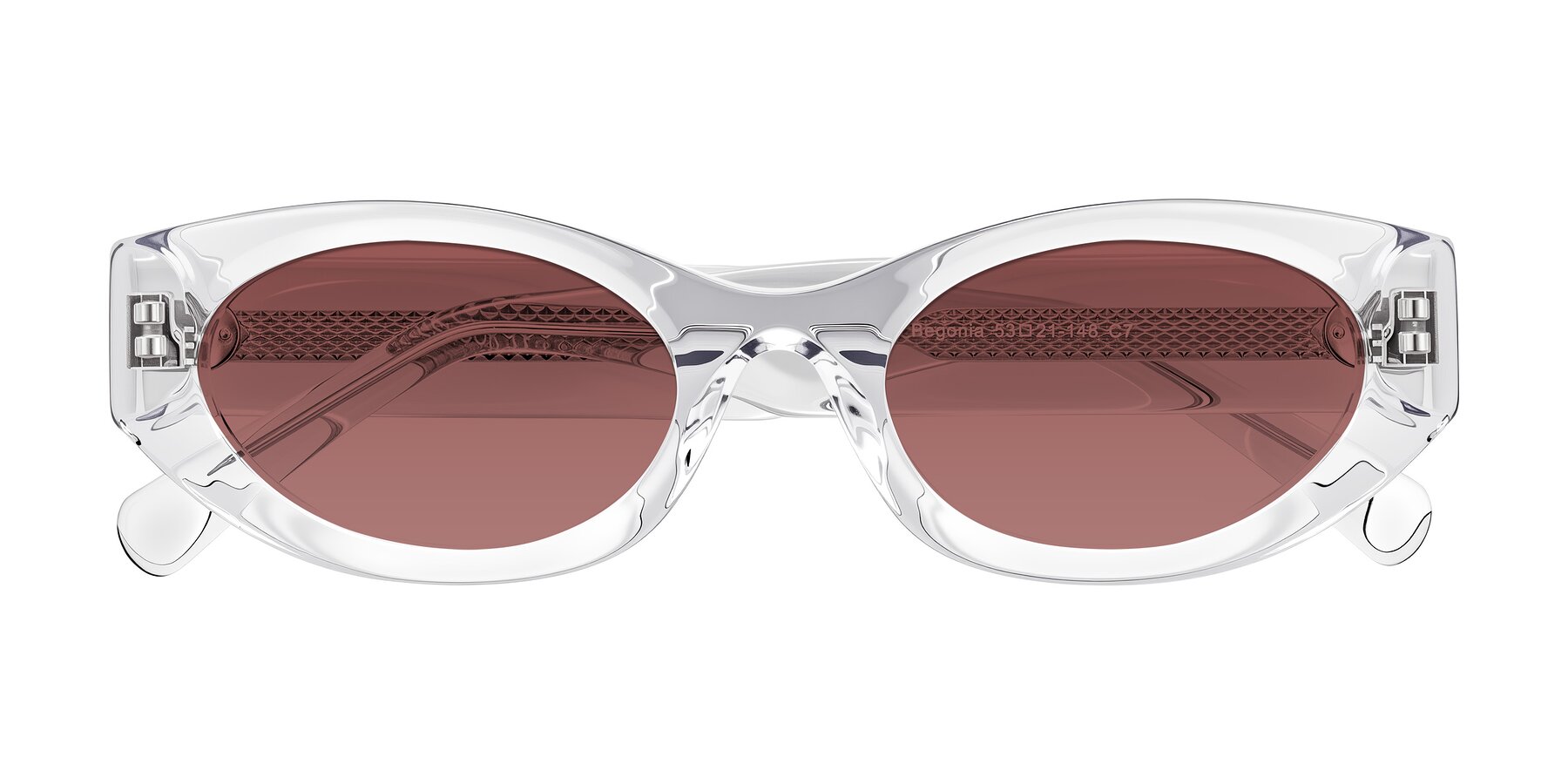 Folded Front of Begonia in Clear with Garnet Tinted Lenses