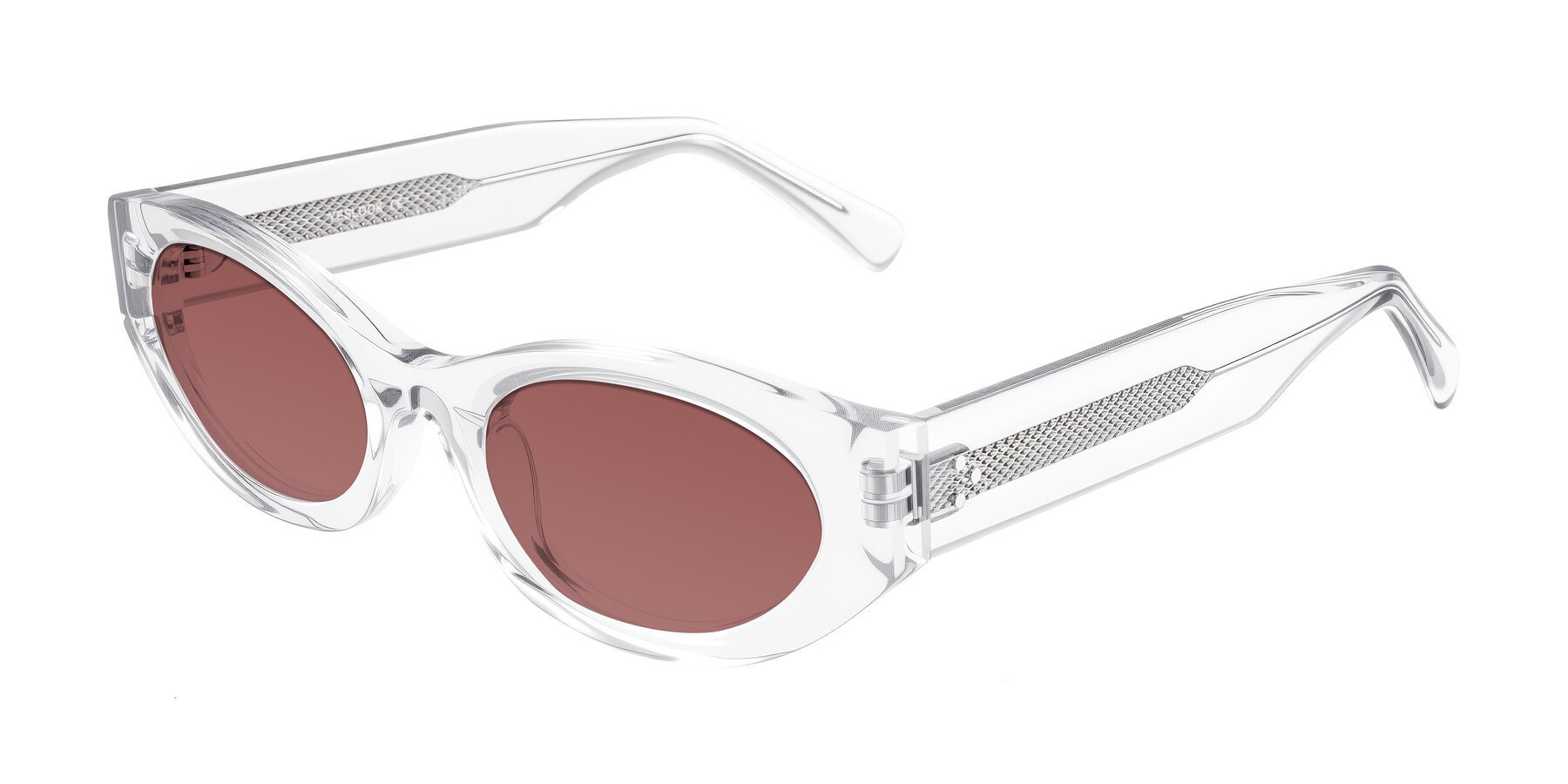 Angle of Begonia in Clear with Garnet Tinted Lenses