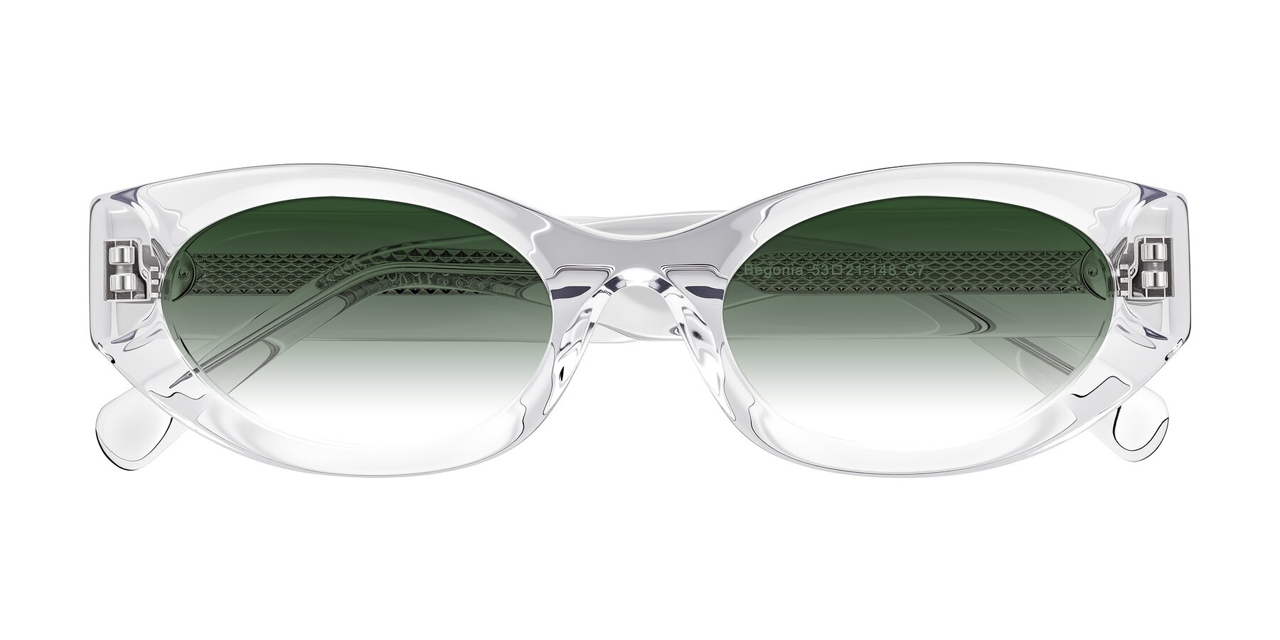 Folded Front of Begonia in Clear with Green Gradient Lenses