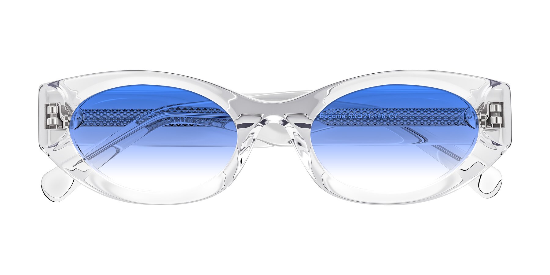 Folded Front of Begonia in Clear with Blue Gradient Lenses