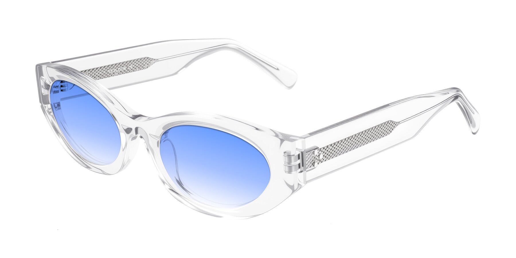 Angle of Begonia in Clear with Blue Gradient Lenses