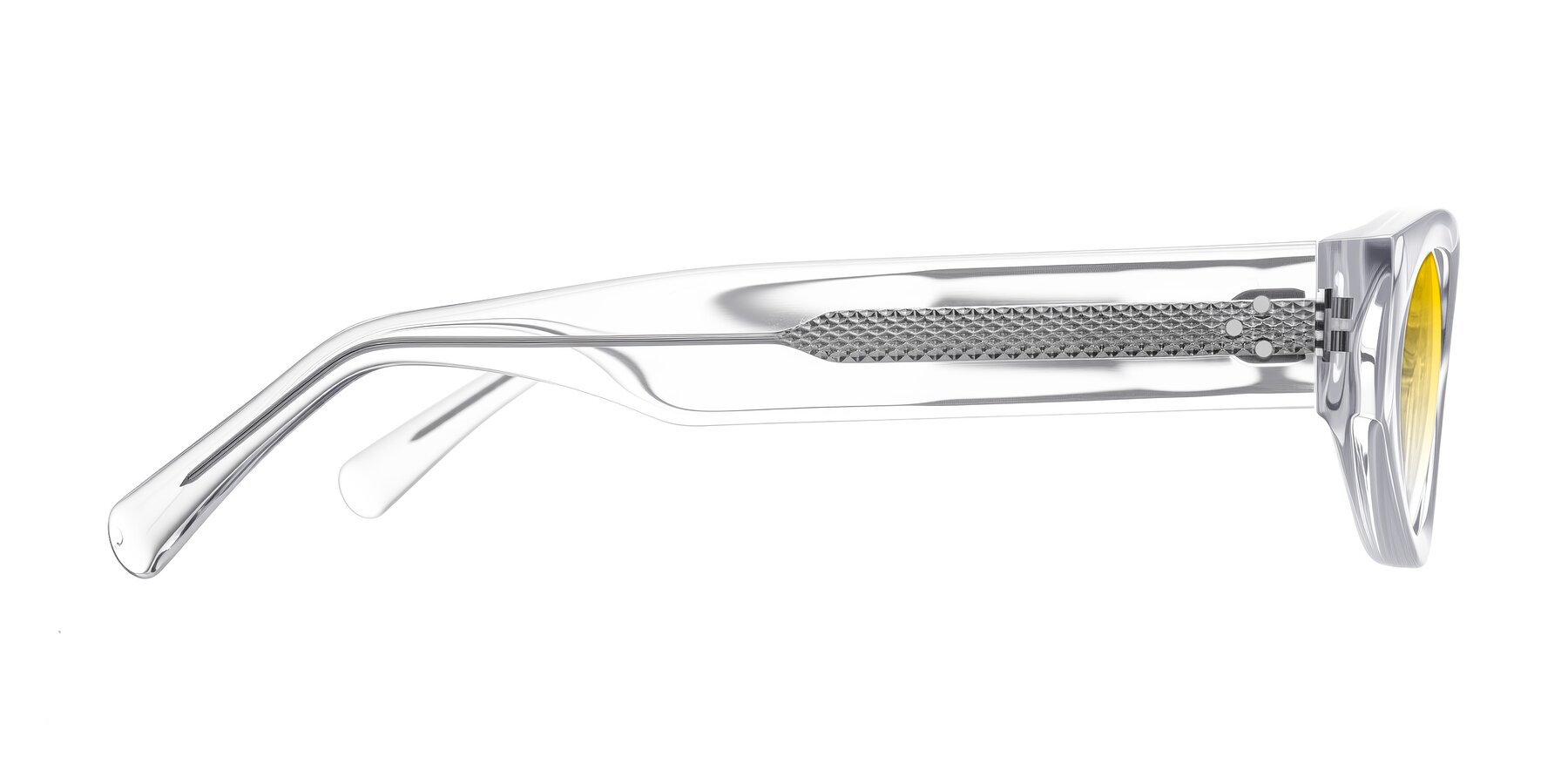 Side of Begonia in Clear with Yellow Gradient Lenses