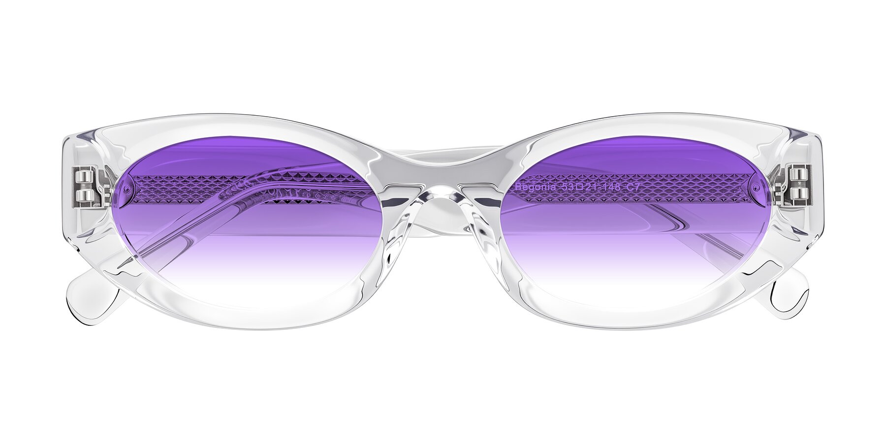 Folded Front of Begonia in Clear with Purple Gradient Lenses