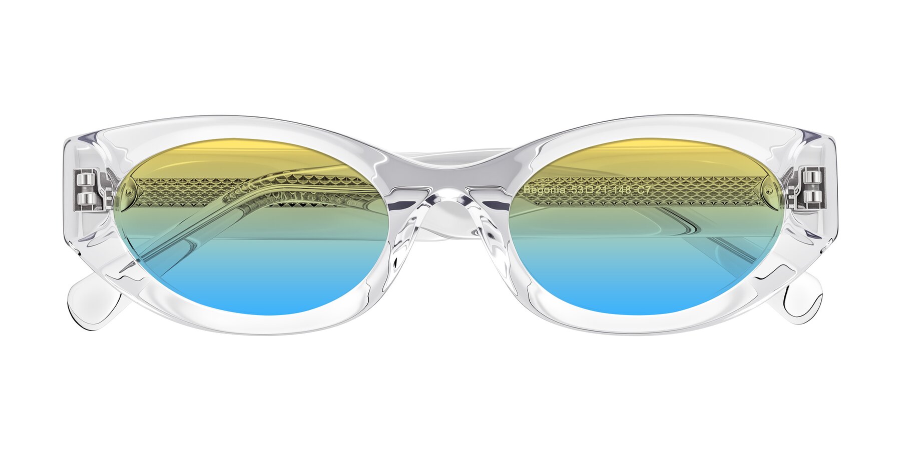 Folded Front of Begonia in Clear with Yellow / Blue Gradient Lenses