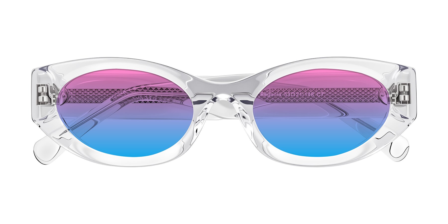 Folded Front of Begonia in Clear with Pink / Blue Gradient Lenses