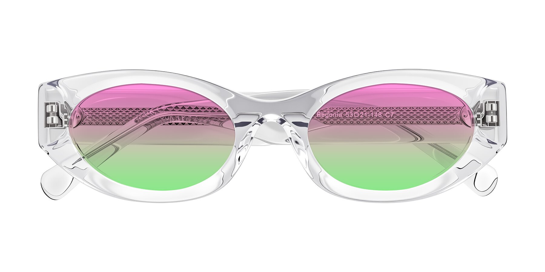 Folded Front of Begonia in Clear with Pink / Green Gradient Lenses