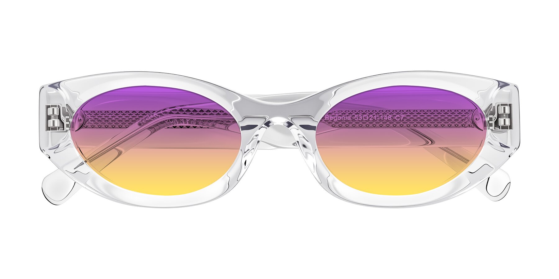 Folded Front of Begonia in Clear with Purple / Yellow Gradient Lenses