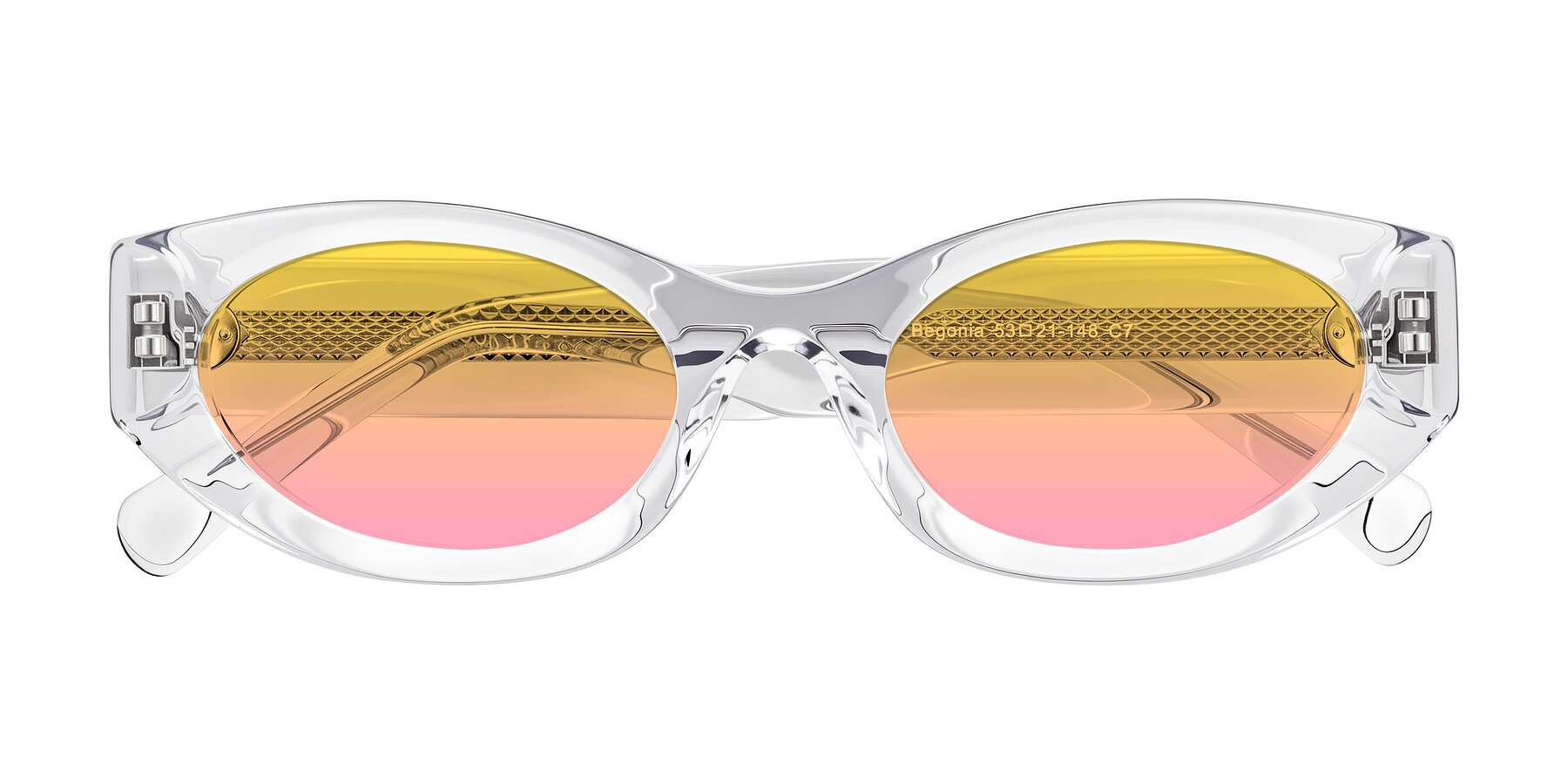 Folded Front of Begonia in Clear with Yellow / Pink Gradient Lenses