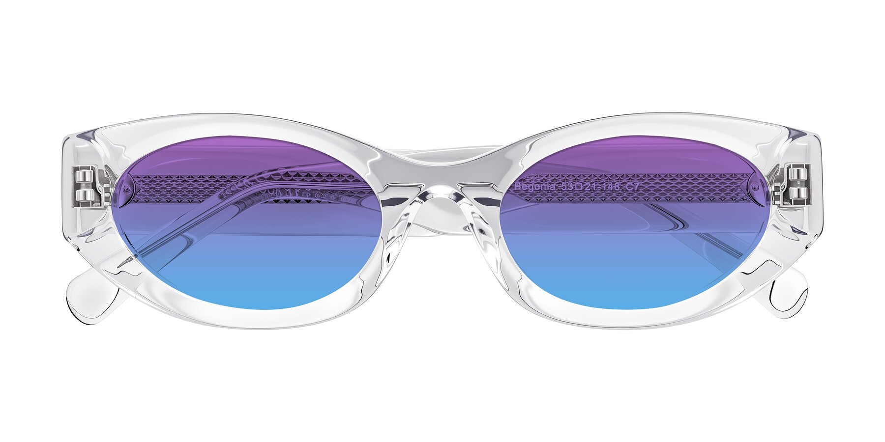 Folded Front of Begonia in Clear with Purple / Blue Gradient Lenses