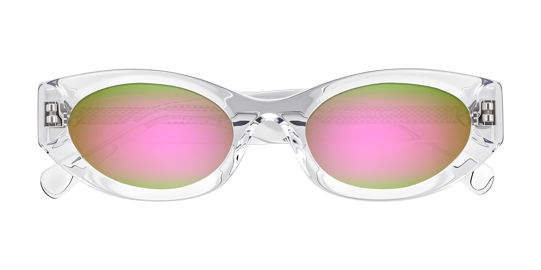 Folded Front of Begonia in Clear with Pink Mirrored Lenses
