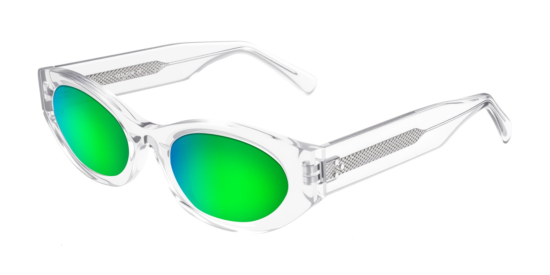 Angle of Begonia in Clear with Green Mirrored Lenses