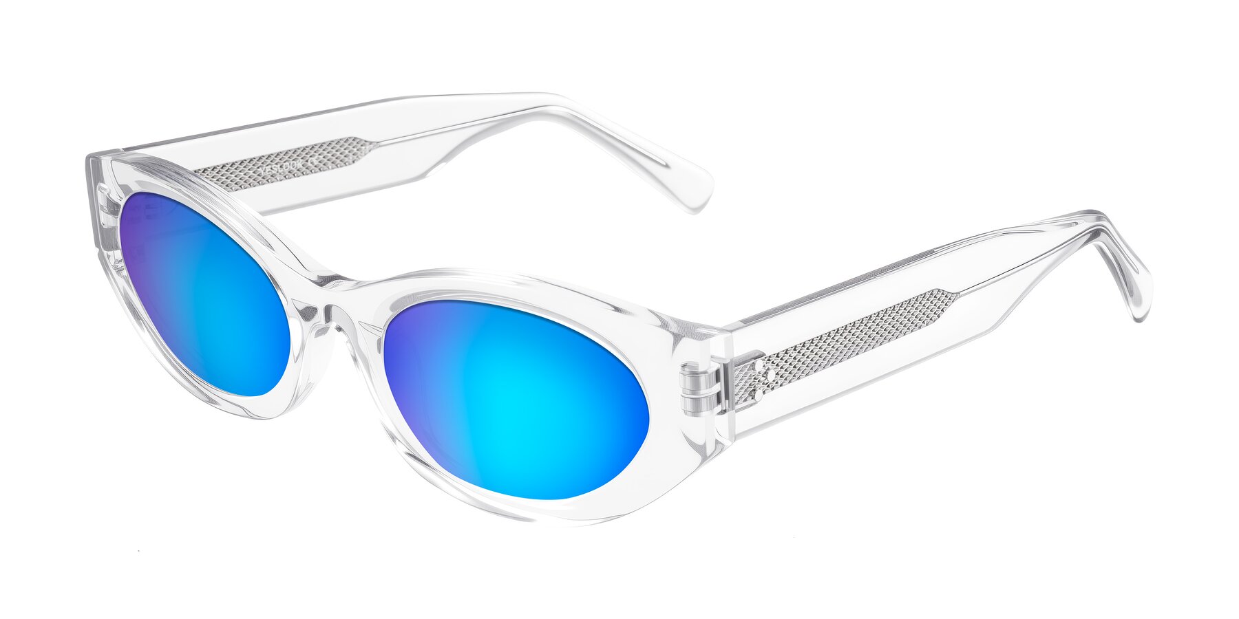 Angle of Begonia in Clear with Blue Mirrored Lenses