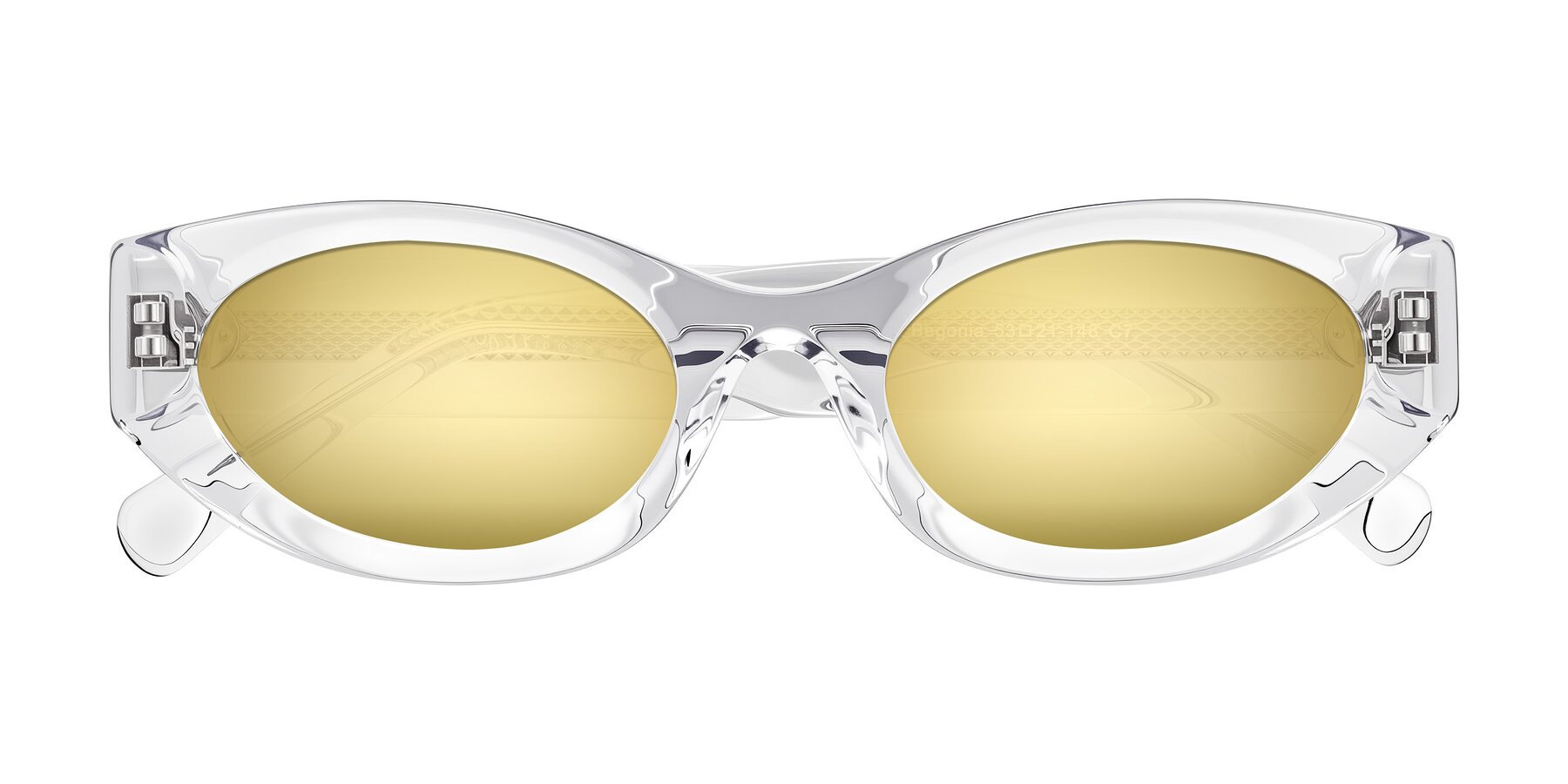 Folded Front of Begonia in Clear with Gold Mirrored Lenses