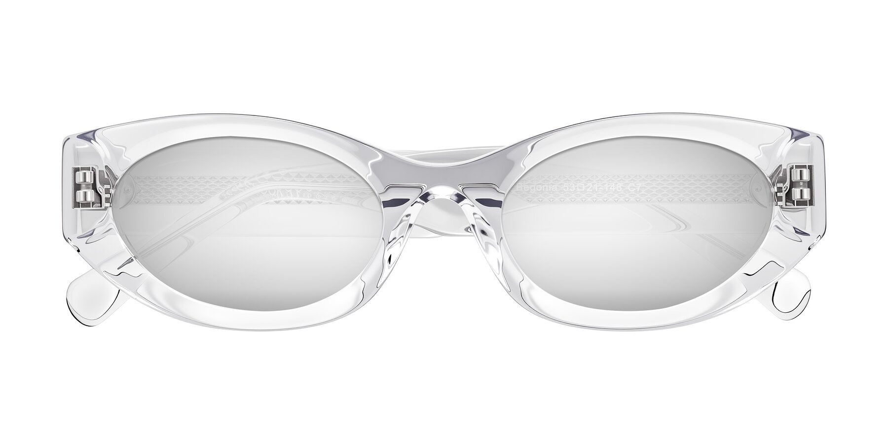 Folded Front of Begonia in Clear with Silver Mirrored Lenses