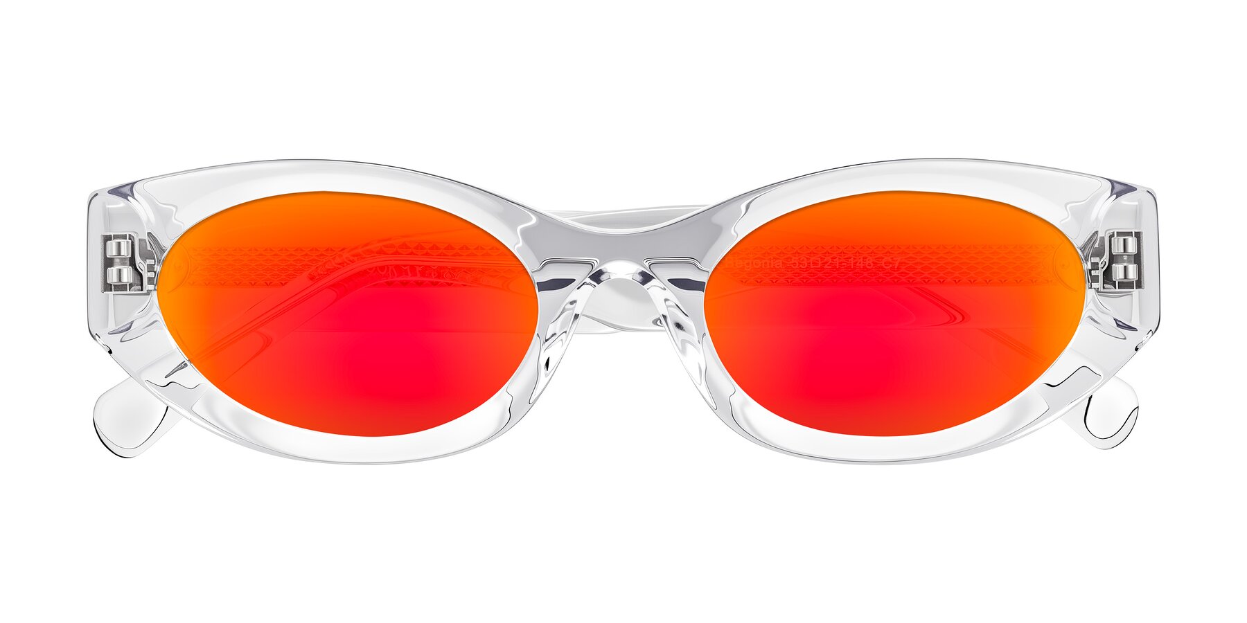 Folded Front of Begonia in Clear with Red Gold Mirrored Lenses