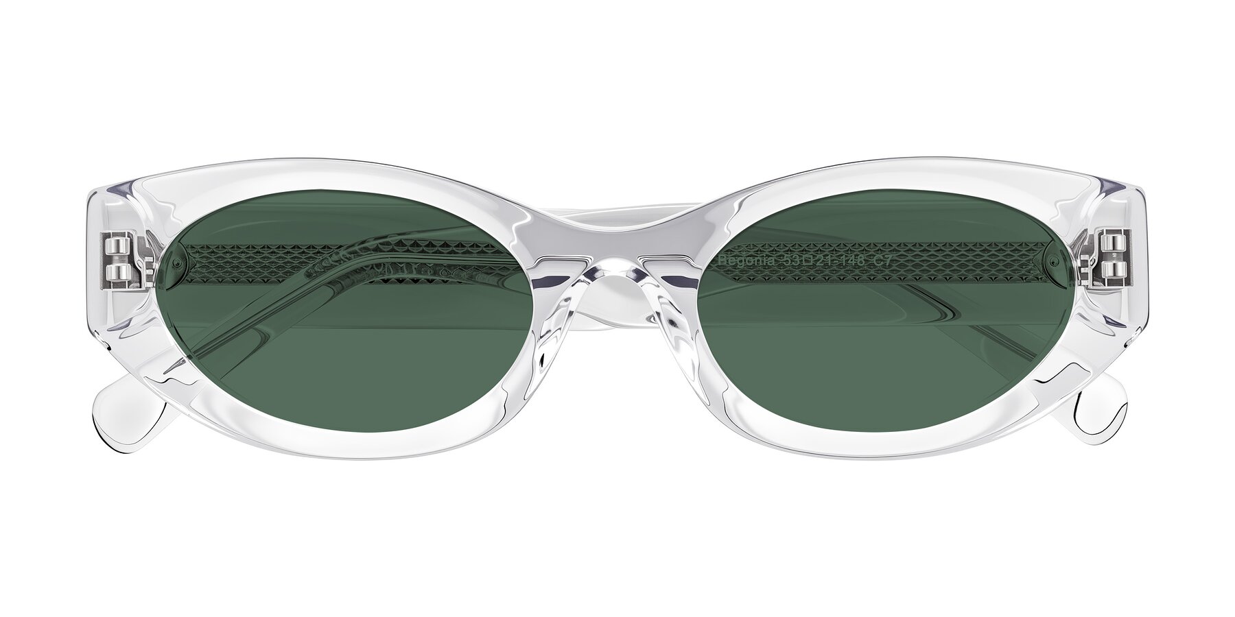 Folded Front of Begonia in Clear with Green Polarized Lenses