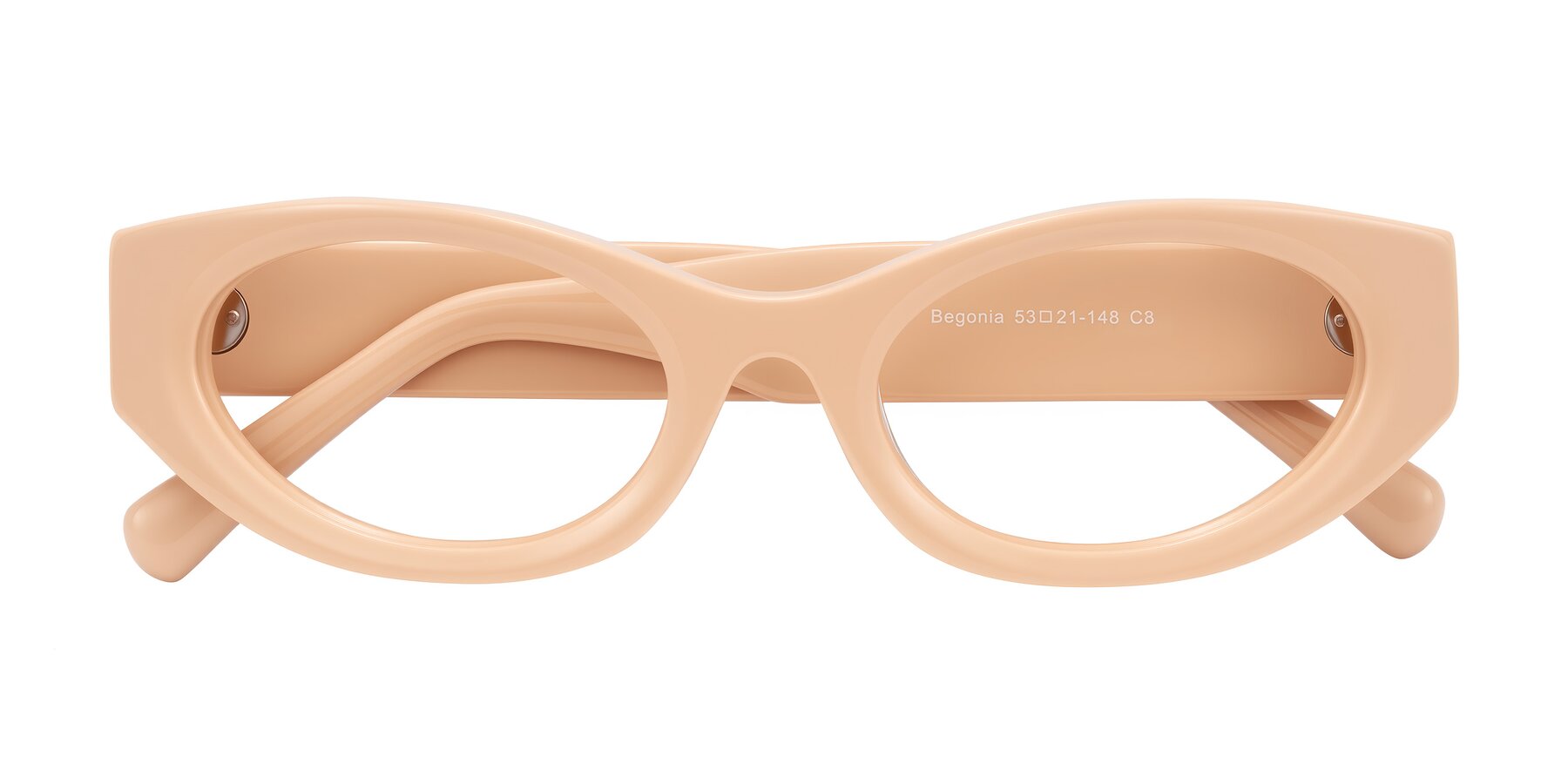 Folded Front of Begonia in Pale Salmon with Clear Eyeglass Lenses
