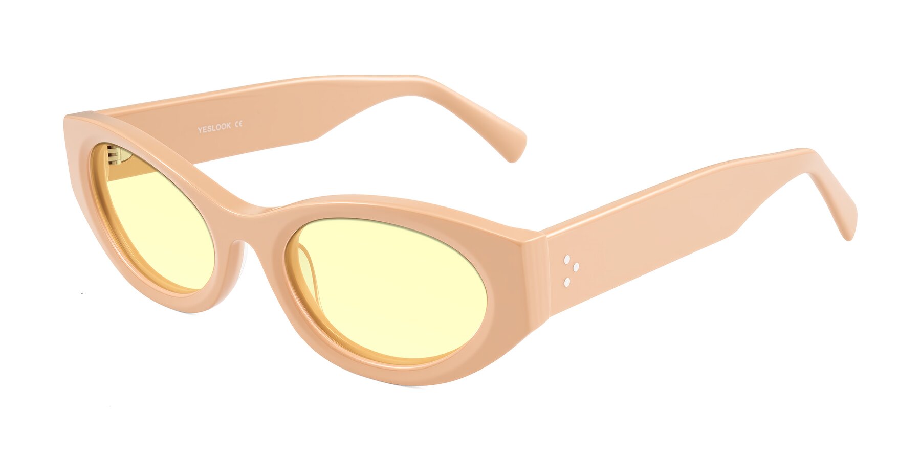 Angle of Begonia in Pale Salmon with Light Yellow Tinted Lenses