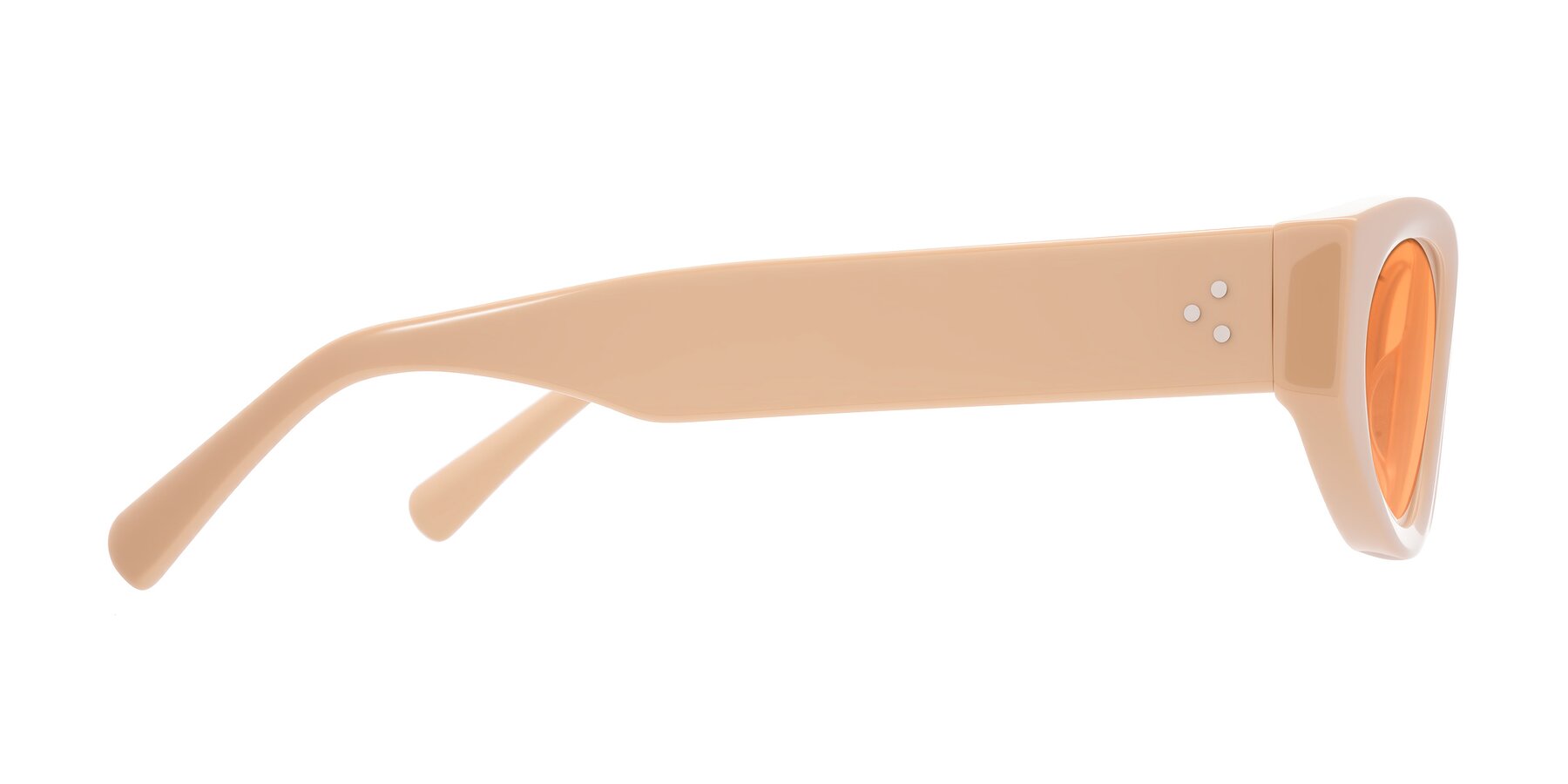 Side of Begonia in Pale Salmon with Medium Orange Tinted Lenses