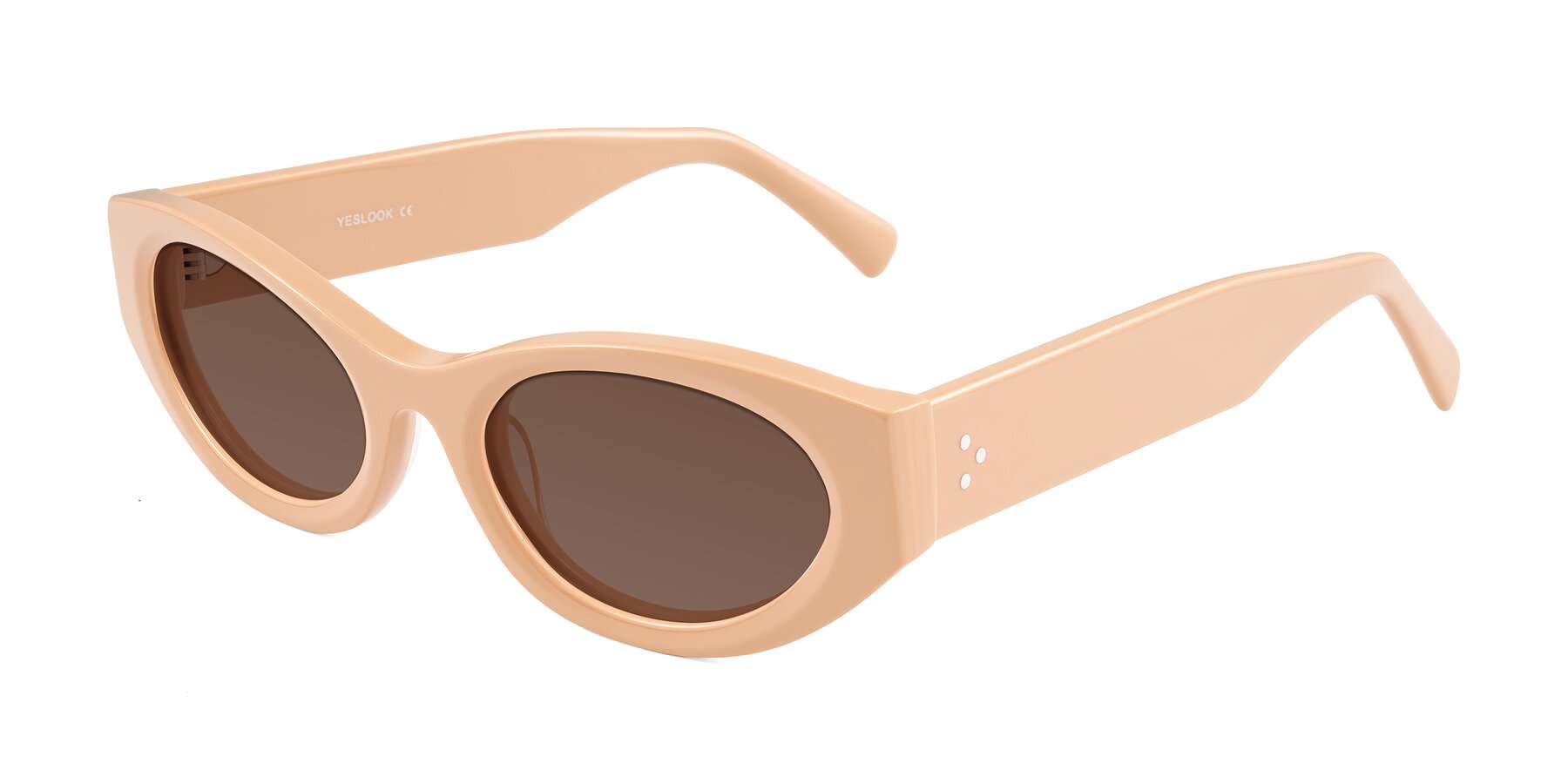 Angle of Begonia in Pale Salmon with Brown Tinted Lenses